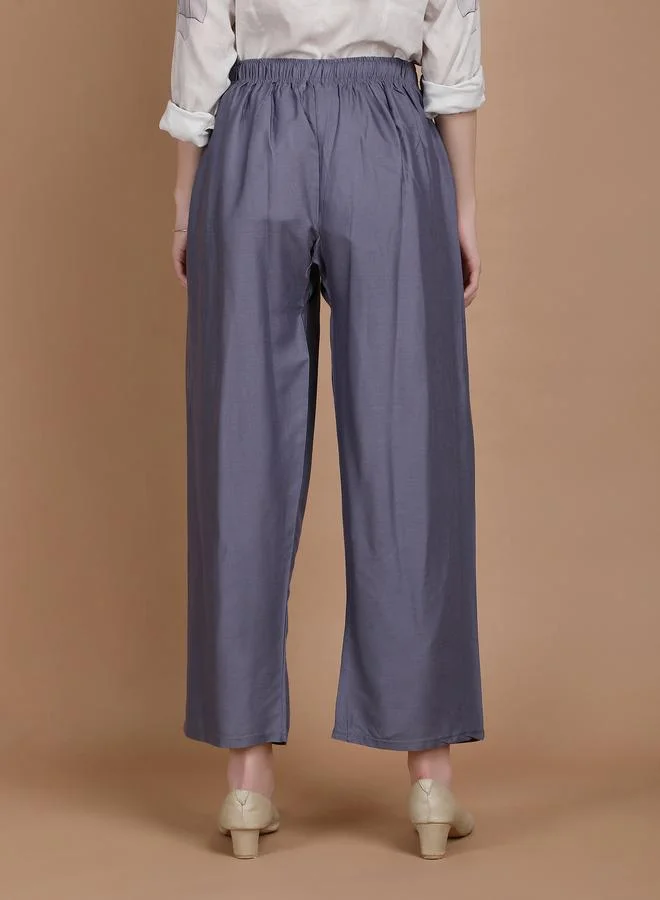 Take Two Grey Grey Wide Leg Ethnic Palazzos By Michael Kovlin for Women | Best Price UAE